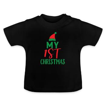 My 1st Christmas - Weihnachten - Baby Bio-T-Shirt mit Rundhals - Schwarz - Vorne