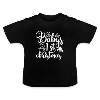 Babys 1st Christmas - Weihnachten - Baby Bio-T-Shirt mit Rundhals - Schwarz - Vorne