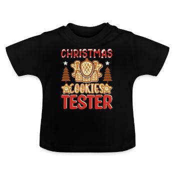 Christmas Cookie Tester - Baby Organic T-Shirt with Round Neck - black - Front