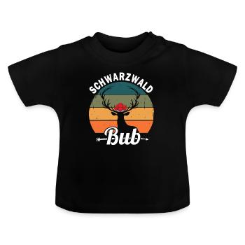 schwarzwaldbub Schwarzwald Bollenhut - Baby Bio-T-Shirt mit Rundhals - Schwarz - Vorne