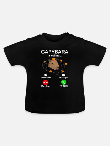 Capybara Anruf - Baby Bio-T-Shirt mit Rundhals - Schwarz