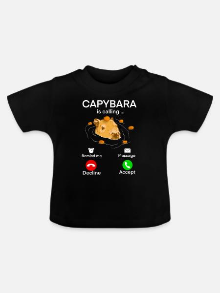 Capybara Anruf - Baby Bio-T-Shirt mit Rundhals - Schwarz