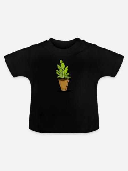 Pflanze Zimmerpflanze - Baby Bio-T-Shirt mit Rundhals - Schwarz