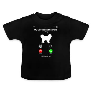 Chien de berger du Caucase Ovcharka - T-shirt bio col rond Bébé - noir - Devant