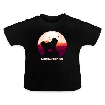 Chien de berger du Caucase Ovcharka - T-shirt bio col rond Bébé - noir - Devant