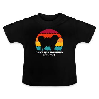 Chien de berger du Caucase Ovcharka - T-shirt bio col rond Bébé - noir - Devant