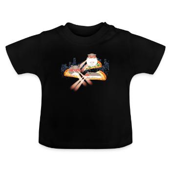 Laser Guinea Pig Pizza Space - Baby Organic T-Shirt with Round Neck - black - Front