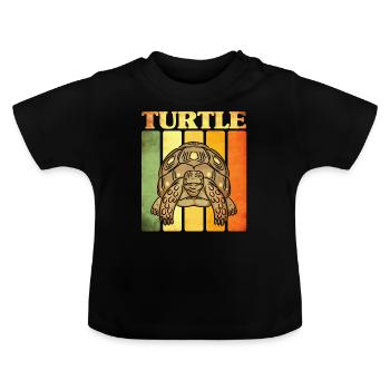 Turtle - Baby Organic T-Shirt with Round Neck - black - Front