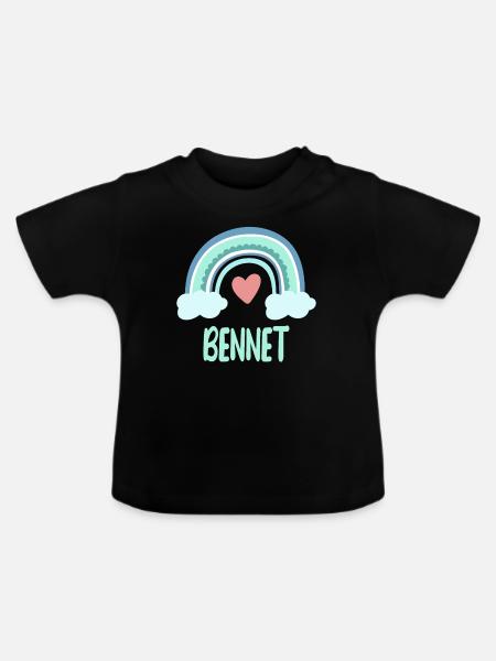 Bennet Name Regenbogen Baby - Baby Bio-T-Shirt mit Rundhals - Schwarz