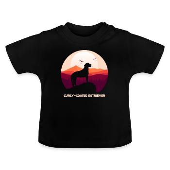 Curly Coated Retriever - Baby Organic T-Shirt with Round Neck - black - Front