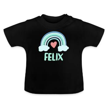 Felix Name Rainbow Baby - Baby Organic T-Shirt with Round Neck - black - Front