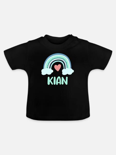 Kian Name Regenbogen Baby - Baby Bio-T-Shirt mit Rundhals - Schwarz
