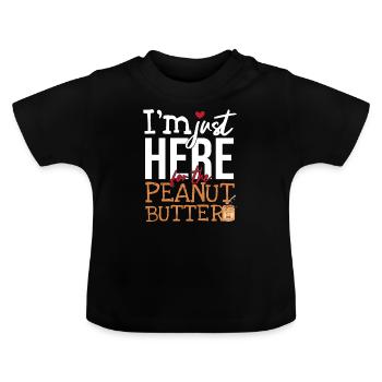 Ici pour le beurre de cacahuète - T-shirt bio col rond Bébé - noir - Devant