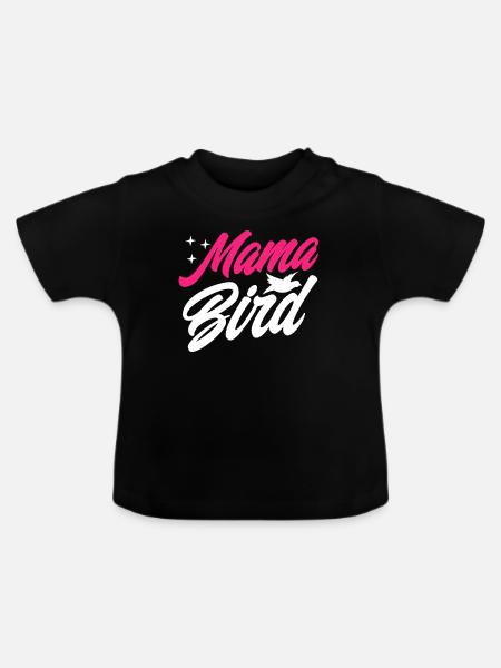 Mama Bird - Baby Bio-T-Shirt mit Rundhals - Schwarz