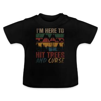 In Here To Hit Trees And Curse Disc Golf - Baby Organic T-Shirt with Round Neck - black - Front