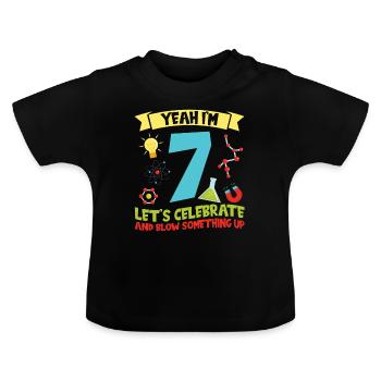 yes I' - Science Birthday - Baby Organic T-Shirt with Round Neck - black - Front