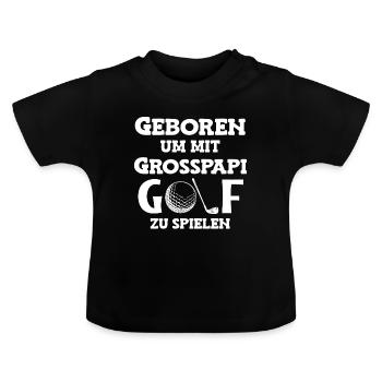 Geboren um mit Grosspapi Golf zu spielen Schweiz - Baby Bio-T-Shirt mit Rundhals - Schwarz - Vorne