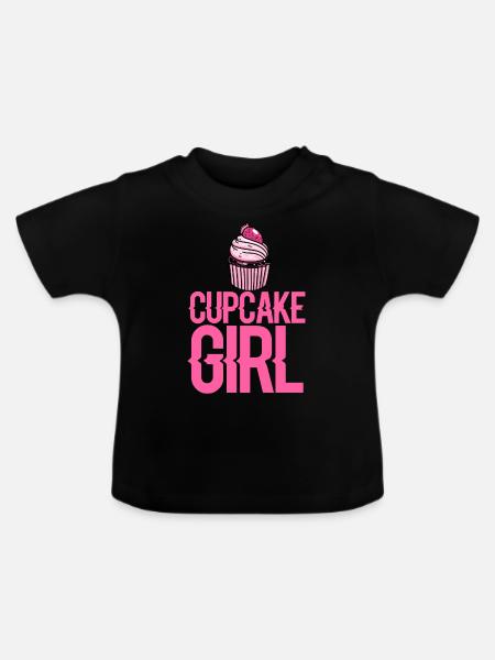 Cupcake Mädchen Backen Törtchen - Baby Bio-T-Shirt mit Rundhals - Schwarz