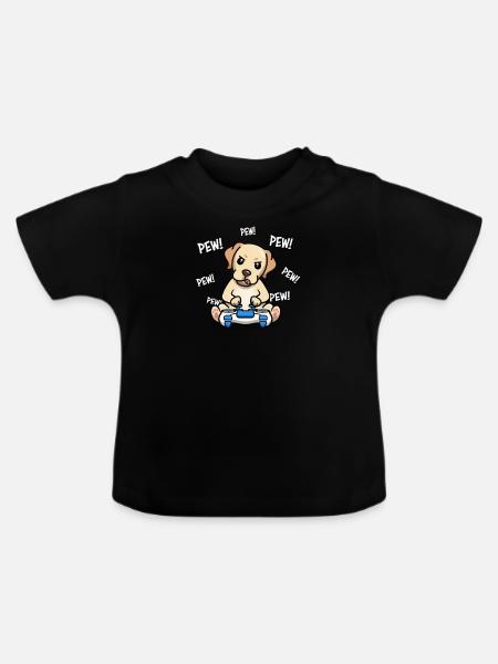 Gelbes Labor - Baby Bio-T-Shirt mit Rundhals - Schwarz