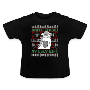 Dont Touch Ugly Brauner Pferd Rider Winter - Baby Bio-T-Shirt mit Rundhals - Schwarz - Vorne