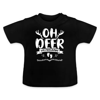 Oh Deer Im Pregnant Schwangerschaft Geburt - Baby Bio-T-Shirt mit Rundhals - Schwarz - Vorne