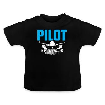 Pilot In Progress Please Wait Loading Plane - Baby Organic T-Shirt with Round Neck - black - Front
