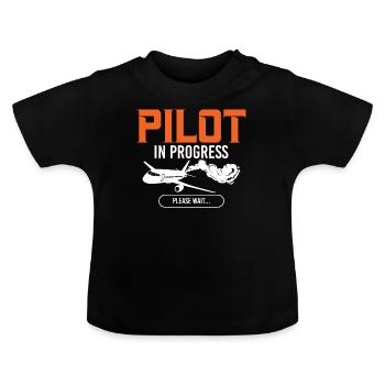 Pilot In Progress Please Wait Loading Plane - Baby Bio-T-Shirt mit Rundhals - Schwarz - Vorne