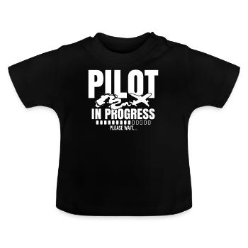 Pilot In Progress Please Wait Loading Plane - Baby Bio-T-Shirt mit Rundhals - Schwarz - Vorne