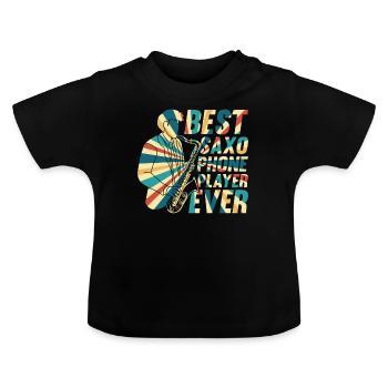 Meilleur joueur de téléphone Saxo Jamais Saxophoniste Musicien P - T-shirt bio col rond Bébé - noir - Devant