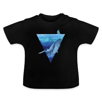 Rettet den Planeten / Rettet die Wale Wald Umwelts - Baby Bio-T-Shirt mit Rundhals - Schwarz - Vorne