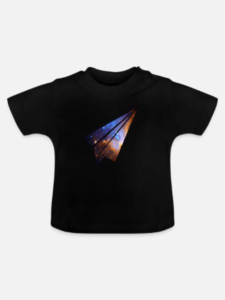 Papierflieger Universum - Baby Bio-T-Shirt mit Rundhals - Schwarz