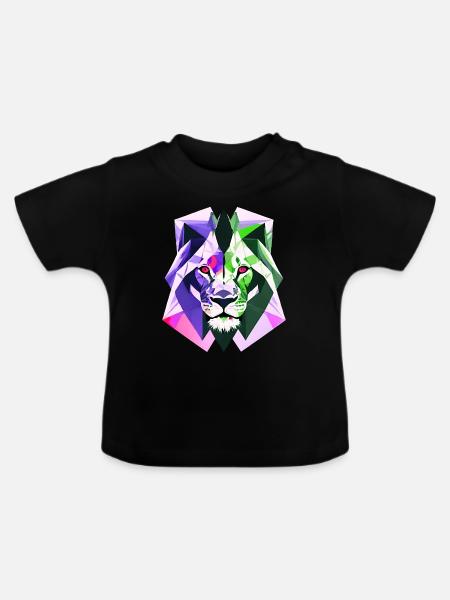 Polygon Löwe - Baby Bio-T-Shirt mit Rundhals - Schwarz