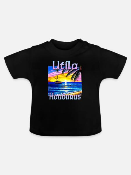 Utila Honduras - Baby Bio-T-Shirt mit Rundhals - Schwarz