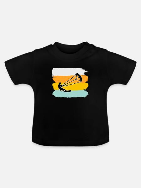 Kite Surfen Retro - Baby Bio-T-Shirt mit Rundhals - Schwarz
