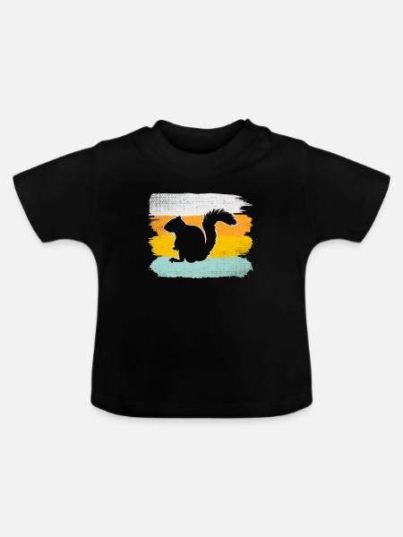 Eichhörnchen Retro - Baby Bio-T-Shirt mit Rundhals - Schwarz
