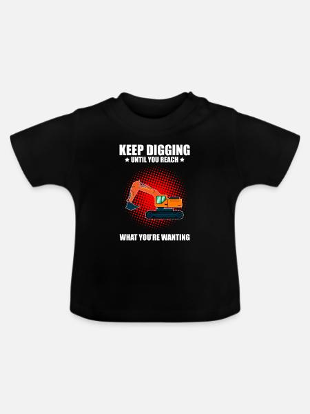 Bagger für Baggerführer und Baggerführerin - Baby Bio-T-Shirt mit Rundhals - Schwarz