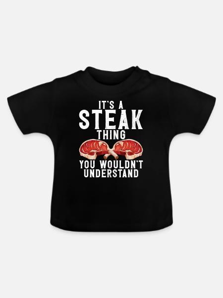 Steak Lover Steak Geschenk - Baby Bio-T-Shirt mit Rundhals - Schwarz