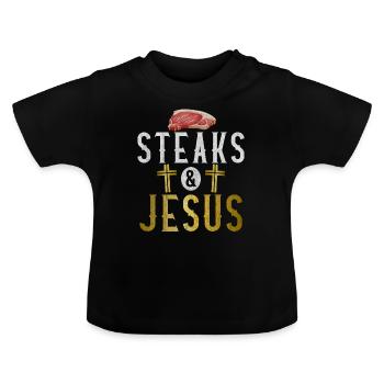 Steak Lover Steak Cadeau - T-shirt bio col rond Bébé - noir - Devant