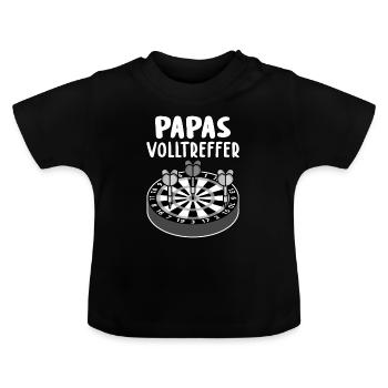 Papas Volltreffer Body Dartscheibe - Baby Bio-T-Shirt mit Rundhals - Schwarz - Vorne