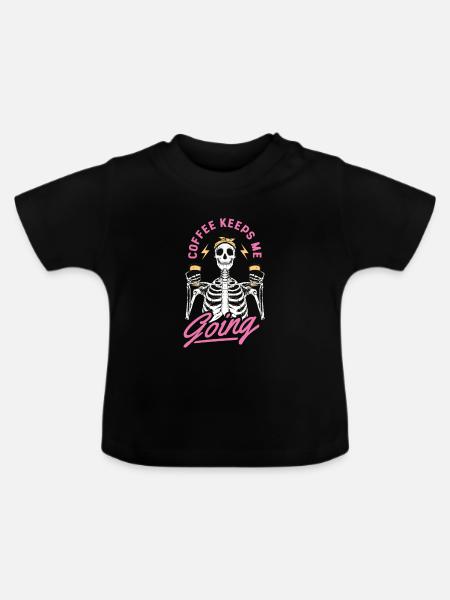Kaffee - Kaffee keeps me going - Baby Bio-T-Shirt mit Rundhals - Schwarz