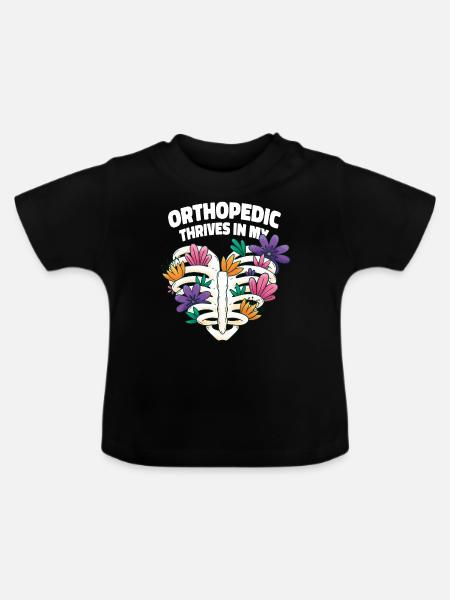 Orthopäde Herz Blumenkunst - Baby Bio-T-Shirt mit Rundhals - Schwarz