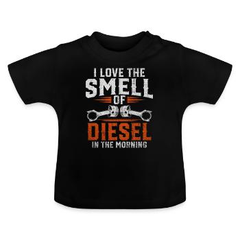 J’adore l’odeur du diesel dans le mécanicien du matin - T-shirt bio col rond Bébé - noir - Devant