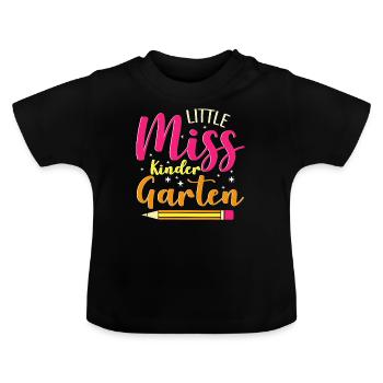 Miss Kindergarten First Day Pre School - Baby Organic T-Shirt with Round Neck - black - Front