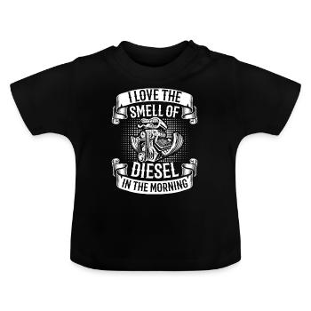 J’adore l’odeur du diesel dans le mécanicien du matin - T-shirt bio col rond Bébé - noir - Devant