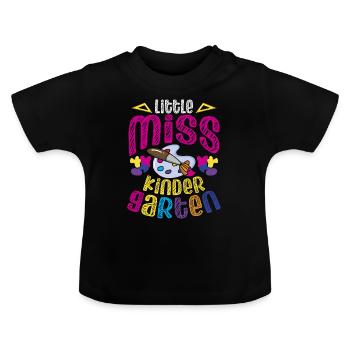 Miss Kindergarten First Day Pre School - Baby Organic T-Shirt with Round Neck - black - Front
