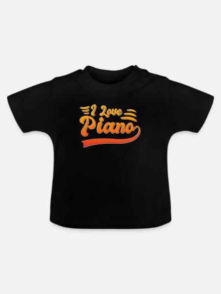 Ich liebe Klavier - Baby Bio-T-Shirt mit Rundhals - Schwarz
