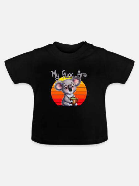 my puns are koala tea - Baby Bio-T-Shirt mit Rundhals - Schwarz