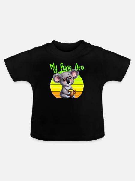 my puns are koala tea - Baby Bio-T-Shirt mit Rundhals - Schwarz