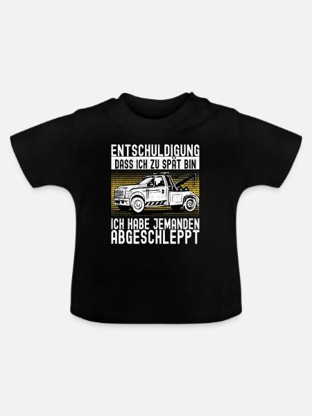 Abschleppwagen Abschleppdienst - Baby Bio-T-Shirt mit Rundhals - Schwarz