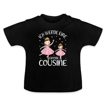 Große Cousine verkünden Prinzessin Große Cousine - Baby Bio-T-Shirt mit Rundhals - Schwarz - Vorne
